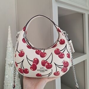 NEW Coach Carmen Mini Crossbody With Cherry Print Chalk Multi Bag Hobo
